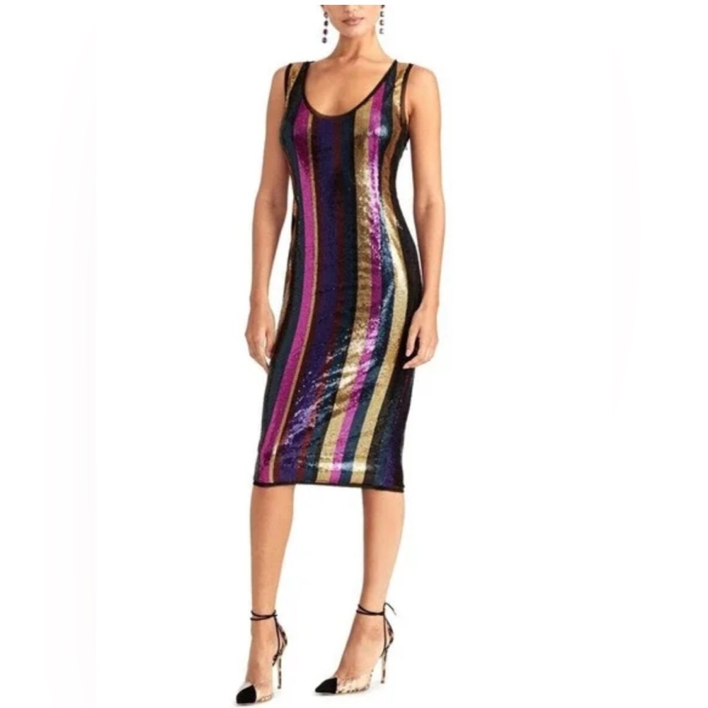 RACHEL Rachel Roy Vibrant Sequin Midi Cocktail Dress